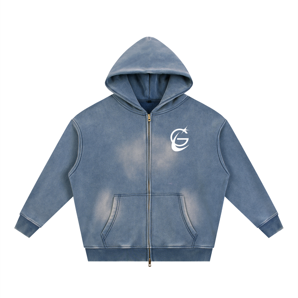 GAFAUDI "Stella Nova" Sunfade Two-way Zipper Boxy Fleece Hoodie