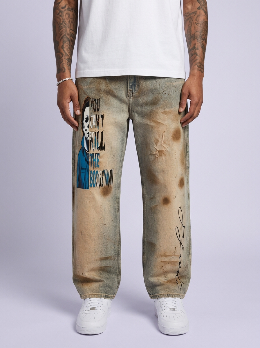 GAFAUDI Men’s Vintage Wash Barrel Leg Jeans