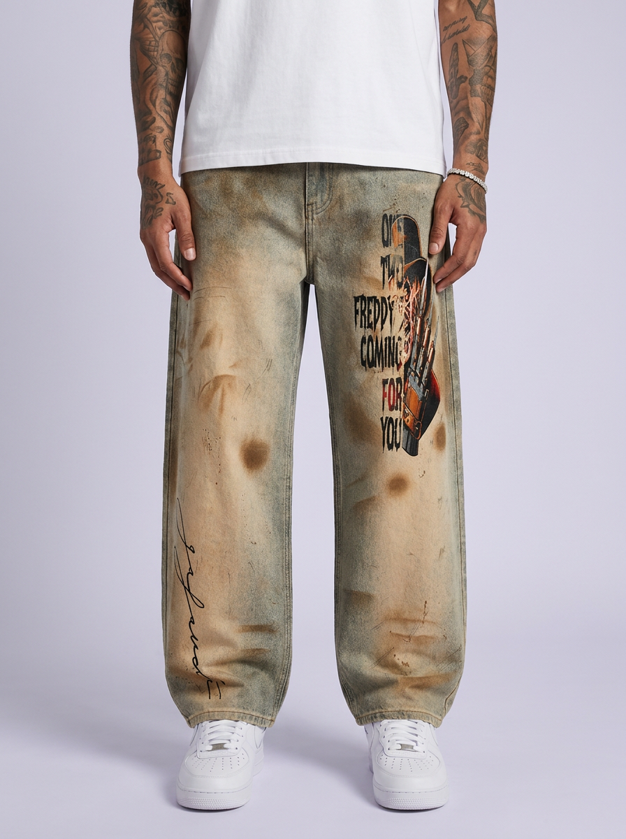 GAFAUDI Men’s Vintage Wash Barrel Leg Jeans