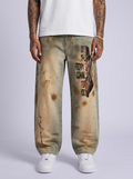 GAFAUDI Men’s Vintage Wash Barrel Leg Jeans