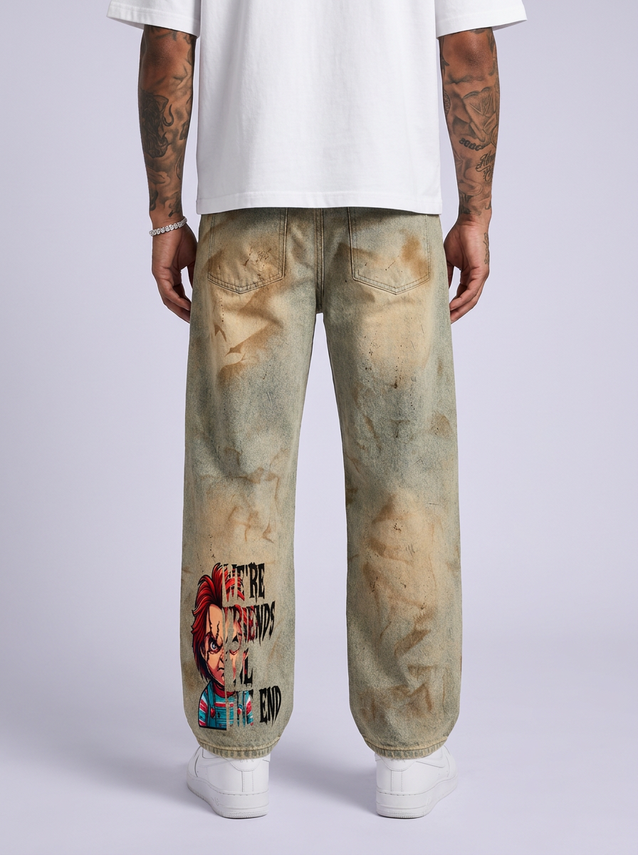 GAFAUDI Men’s Vintage Wash Barrel Leg Jeans