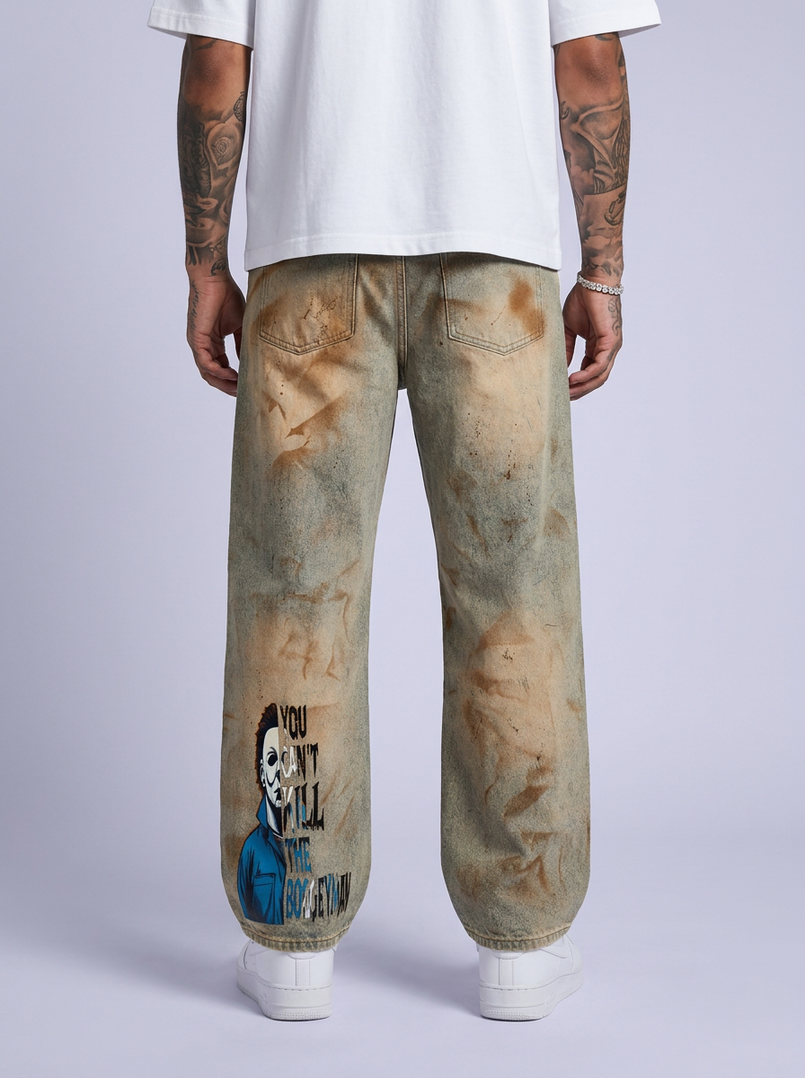 GAFAUDI Men’s Vintage Wash Barrel Leg Jeans
