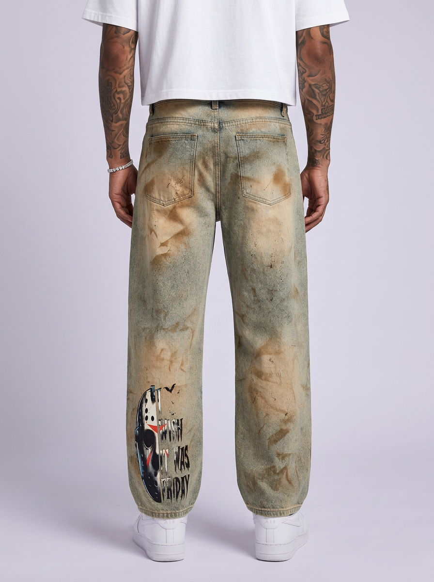 GAFAUDI Men’s Vintage Wash Barrel Leg Jeans
