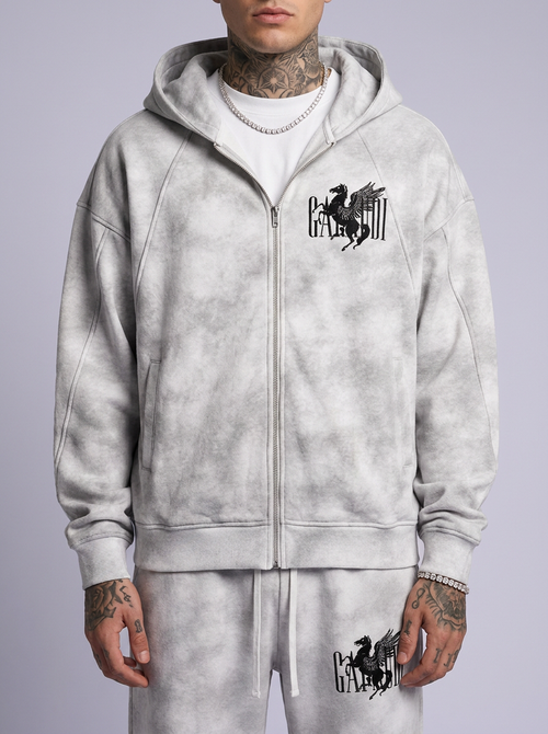 GAFAUDI "Chucky" Dirty Washed Zip-Up Fleece Hoodie
