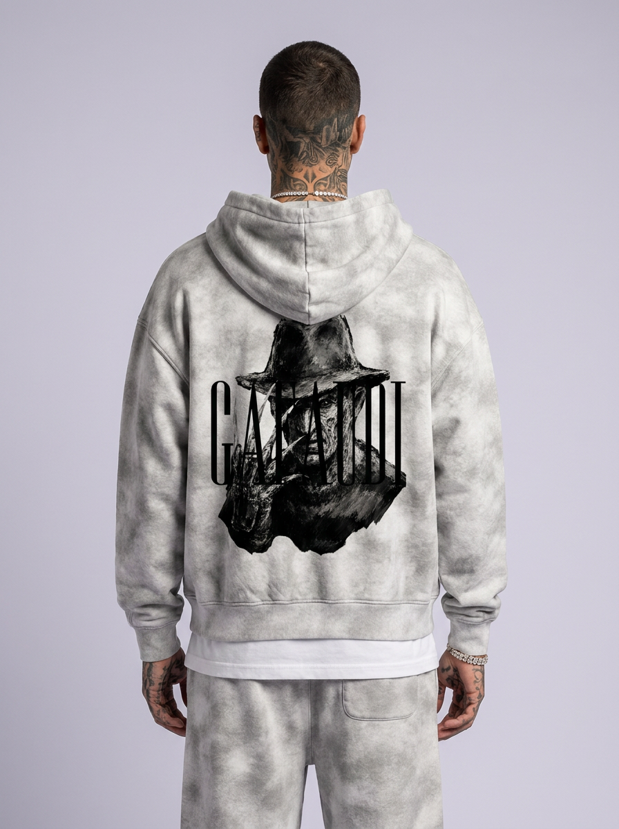 GAFAUDI "Freddy" Dirty Washed Zip-Up Fleece Hoodie