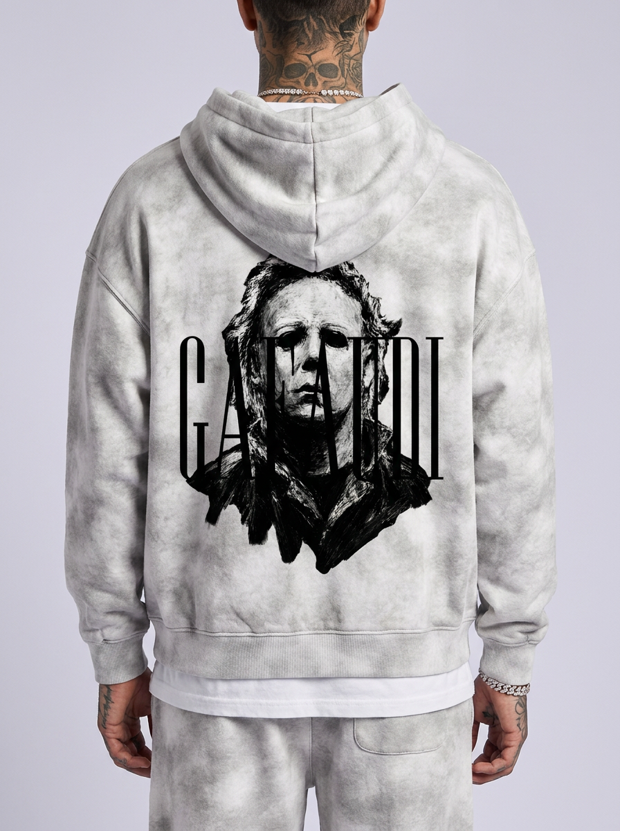 GAFAUDI "Michael Myers" Dirty Washed Zip-Up Fleece Hoodie