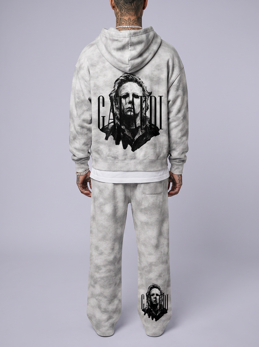 GAFAUDI "Michael Myers" Dirty Washed Zip-Up Fleece Hoodie