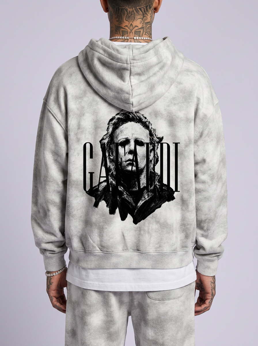 GAFAUDI "Michael Myers" Dirty Washed Zip-Up Fleece Hoodie