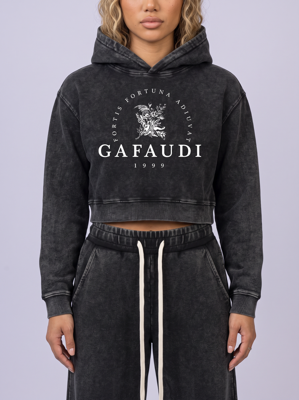 GAFAUDI Women’s Mineral Washed Crop Hoodie