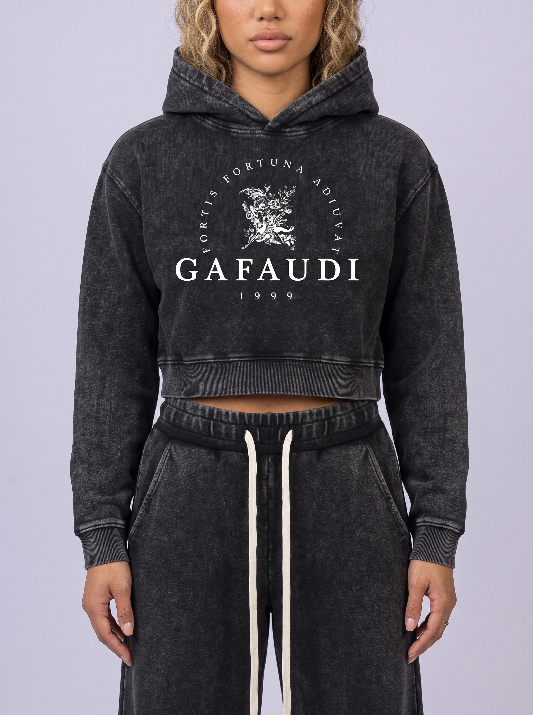 GAFAUDI Women’s Mineral Washed Crop Hoodie
