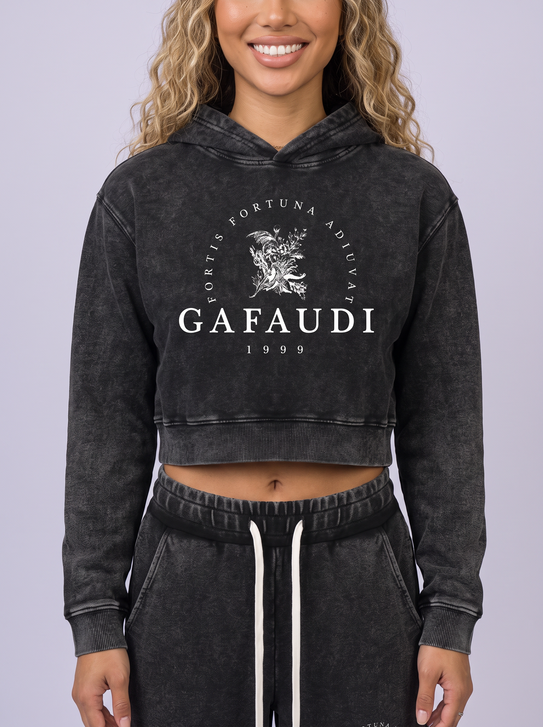 GAFAUDI Women’s Mineral Washed Crop Hoodie