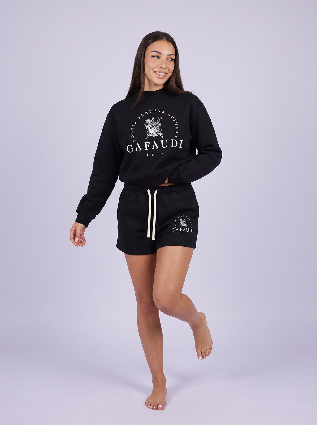GAFAUDI Essential Fleece Mock-Neck Crew Sweatshirt
