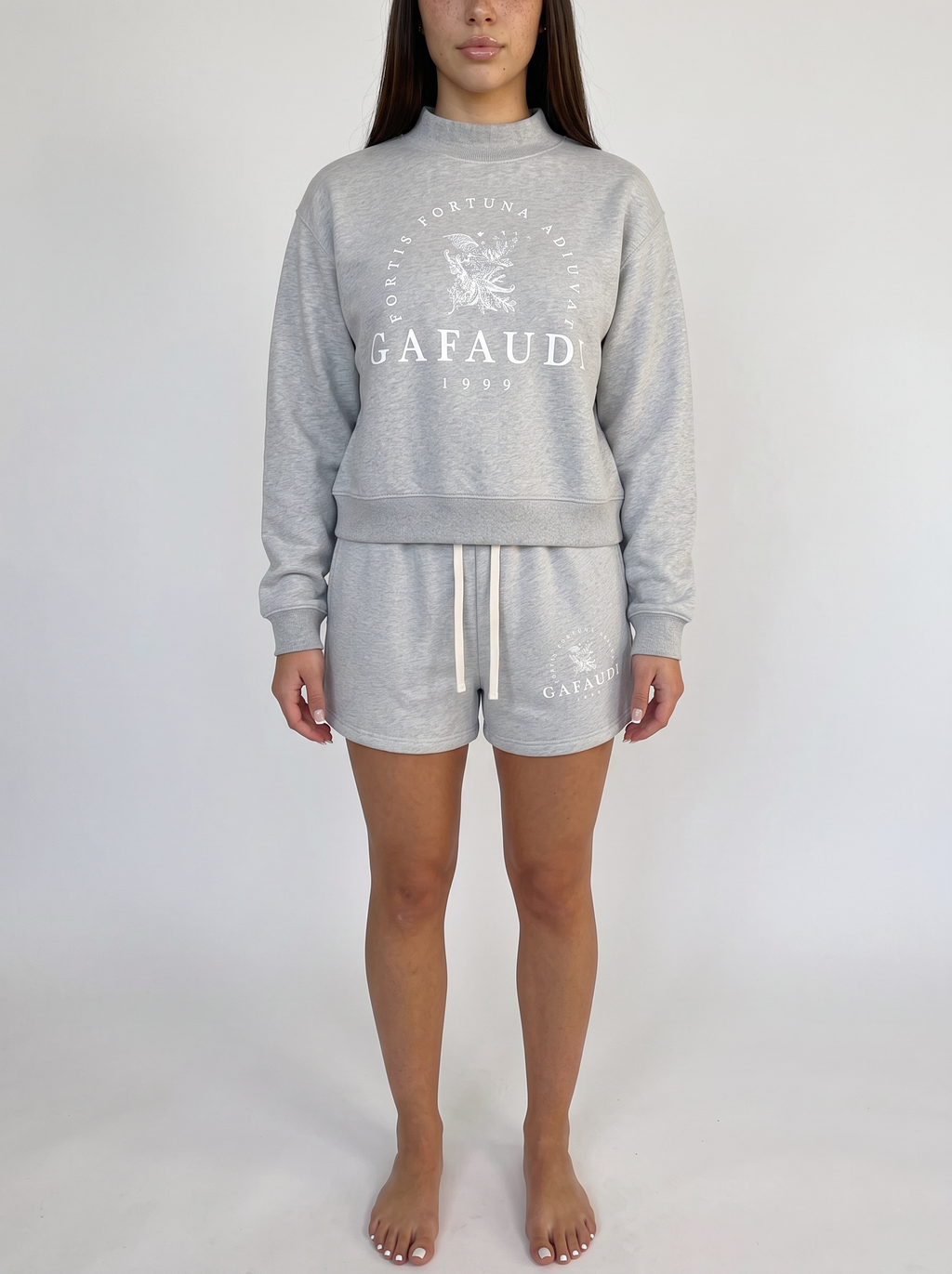 GAFAUDI Essential Fleece Mock-Neck Crew Sweatshirt