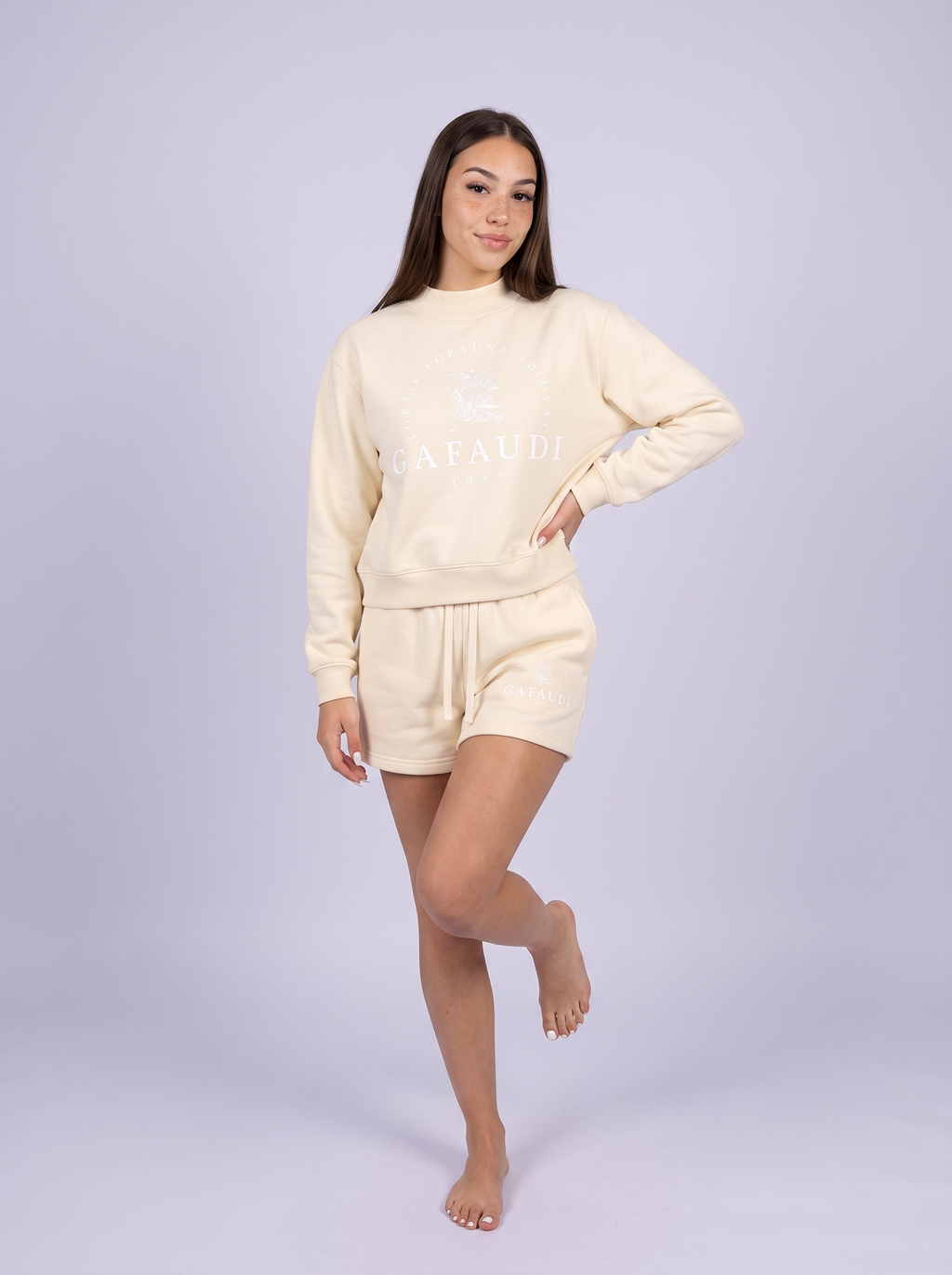 GAFAUDI Essential Fleece Mock-Neck Crew Sweatshirt