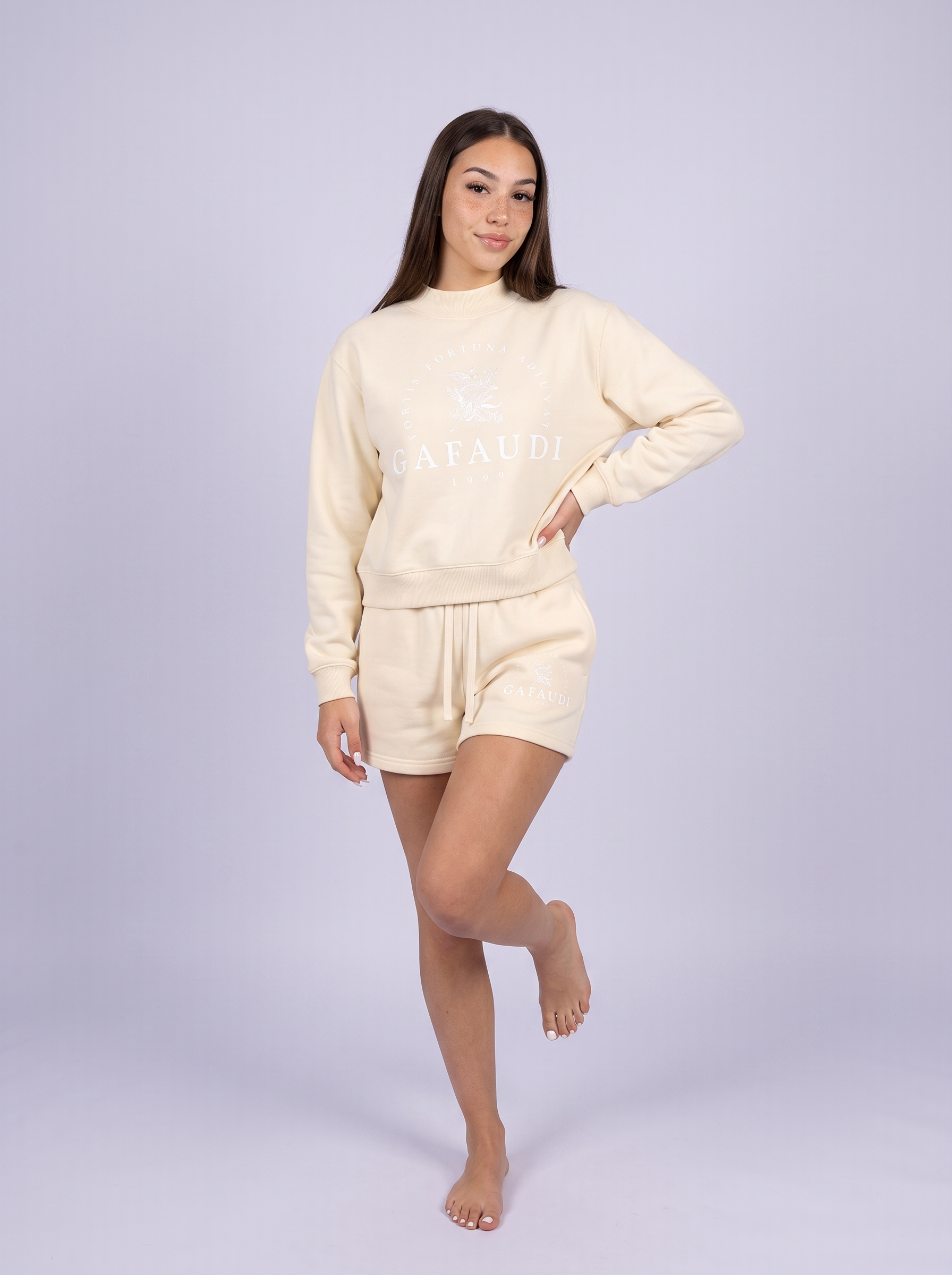 GAFAUDI Essential Fleece Mock-Neck Crew Sweatshirt