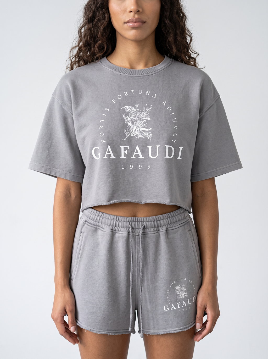GAFAUDI Snow Washed Raw Edge Crop Top
