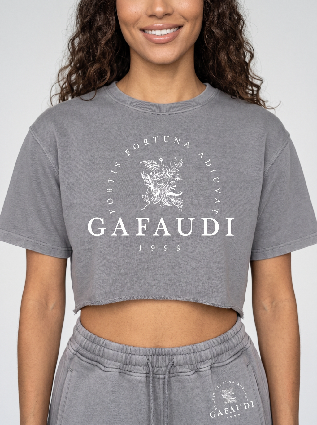GAFAUDI Snow Washed Raw Edge Crop Top