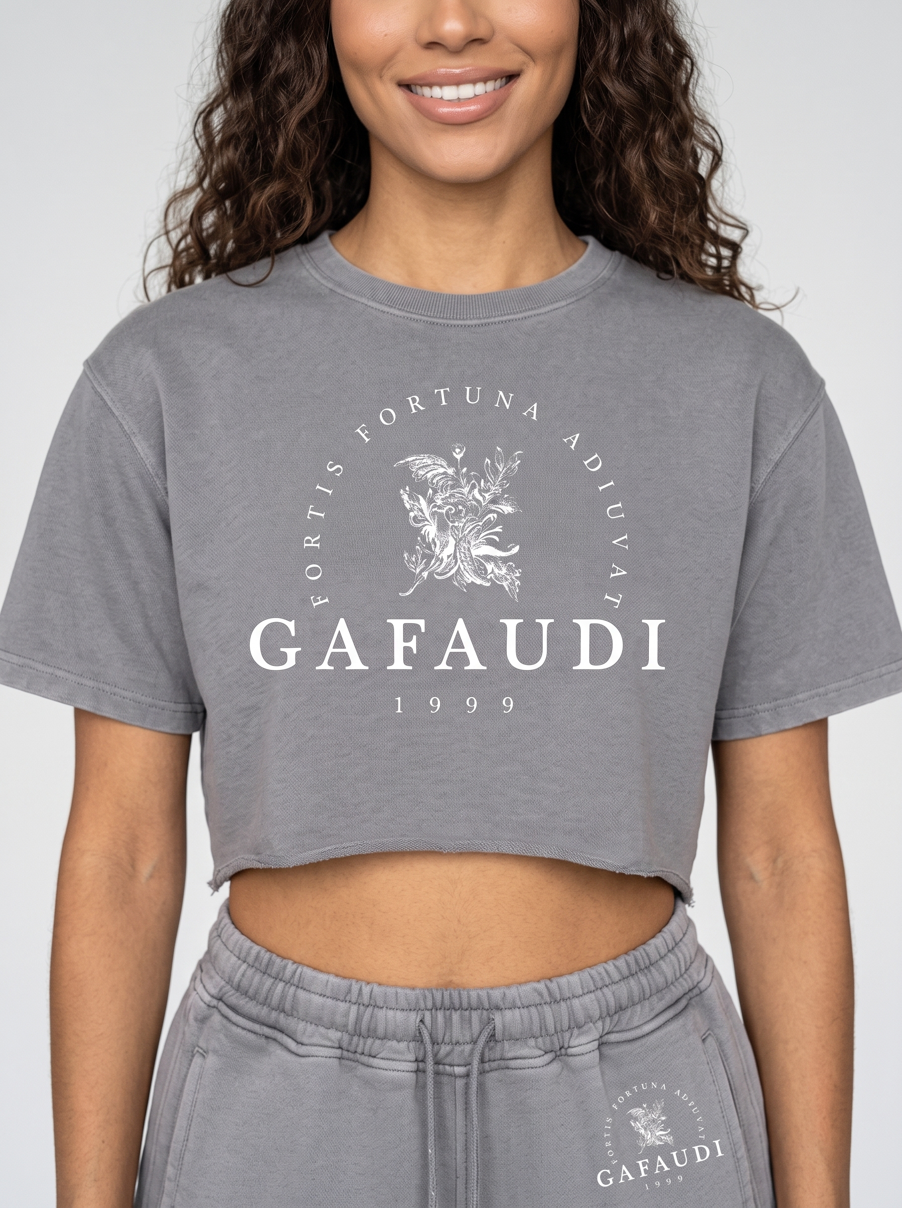 GAFAUDI Snow Washed Raw Edge Crop Top