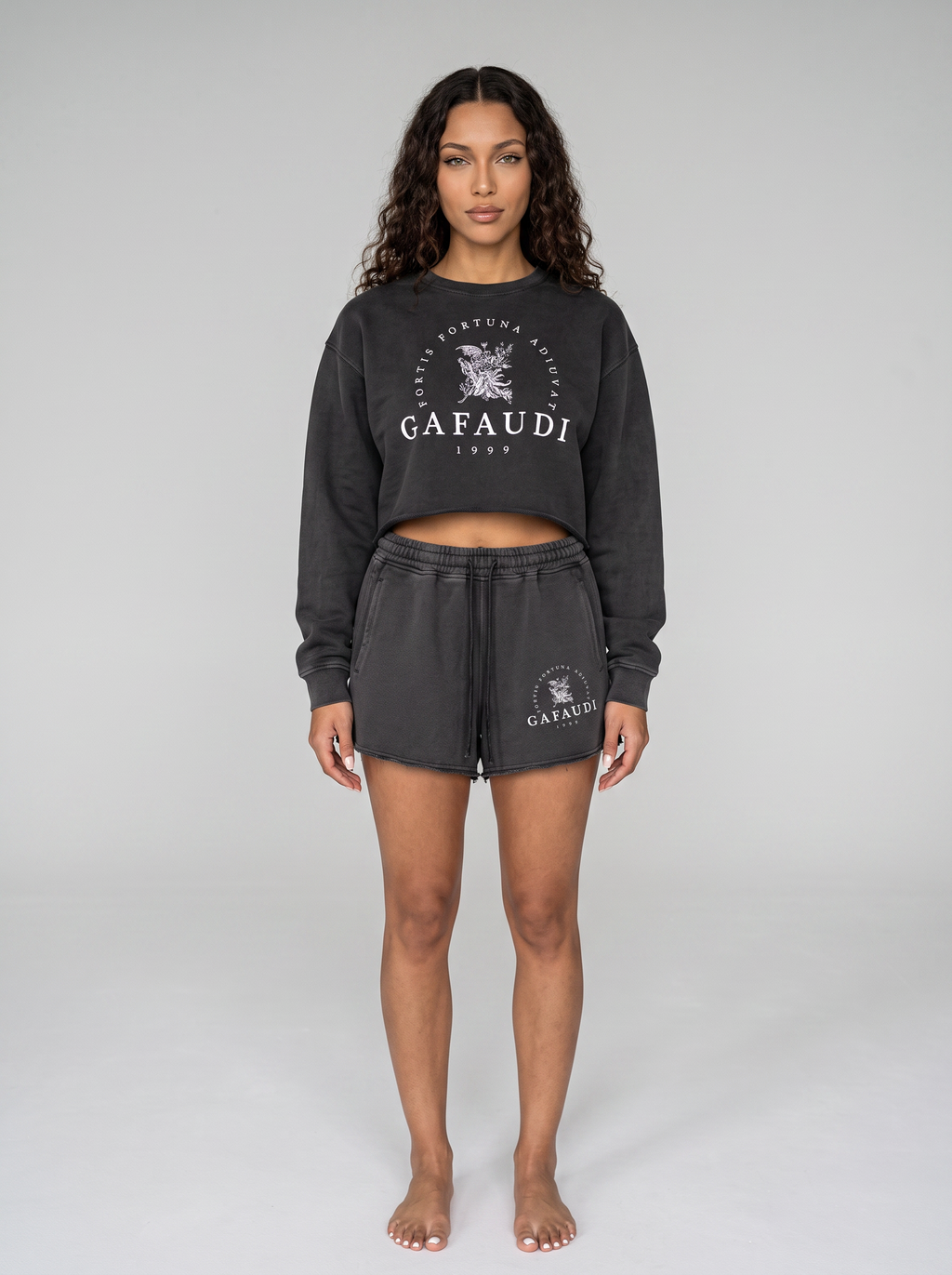 GAFAUDI Snow Washed Raw Edge Crop Top