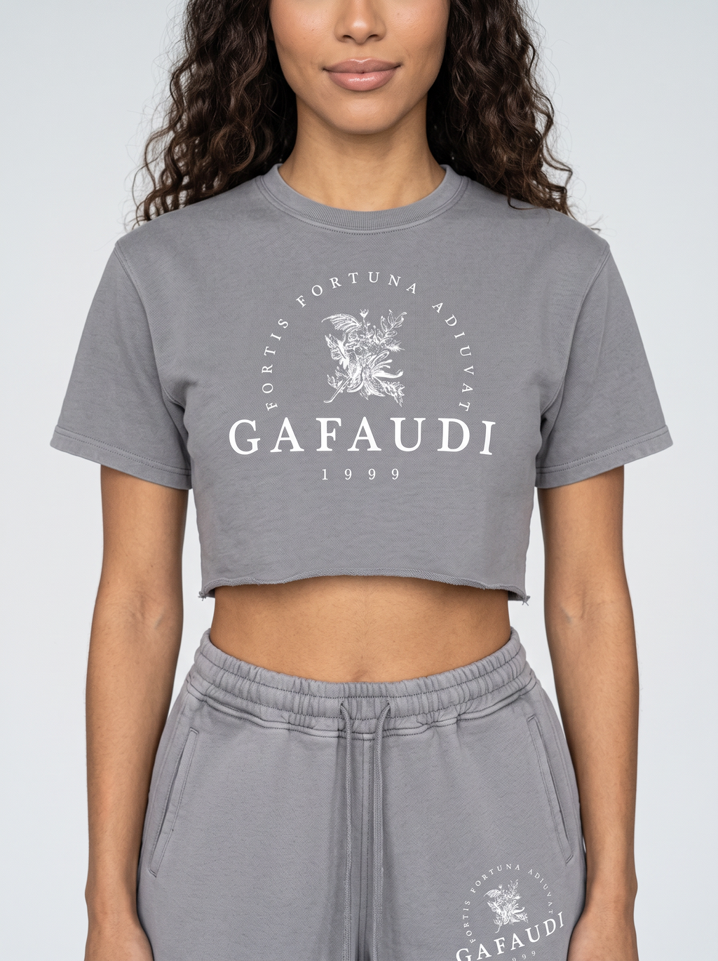 GAFAUDI Snow Washed Raw Edge Crop Top