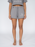 GAFAUDI Snow Washed Raw Edge Drawstring Shorts