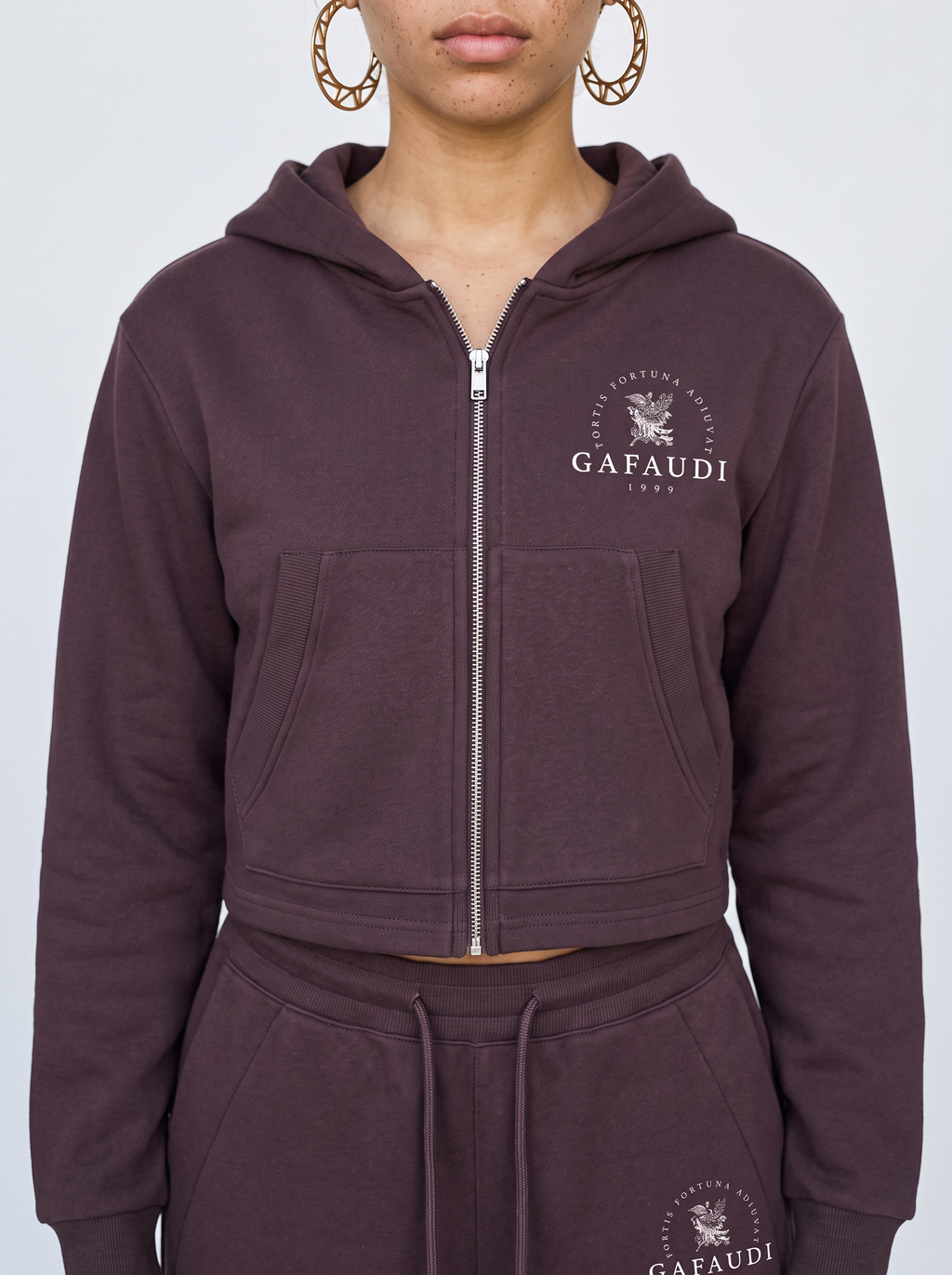 GAFAUDI Essential Cropped Zip-Up Hoodie