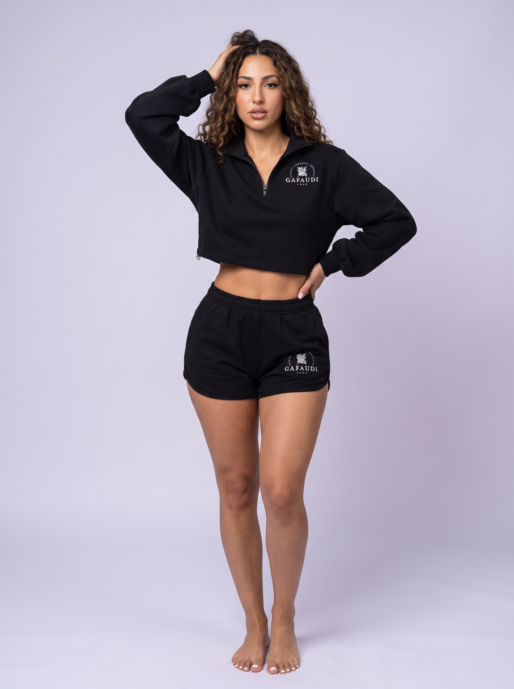 GAFAUDI Women’s Mock-Neck Quarter-Zip Sweatshirt