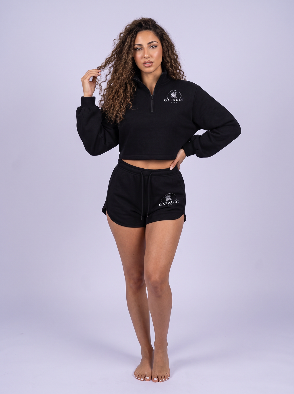 GAFAUDI Women’s Mock-Neck Quarter-Zip Sweatshirt