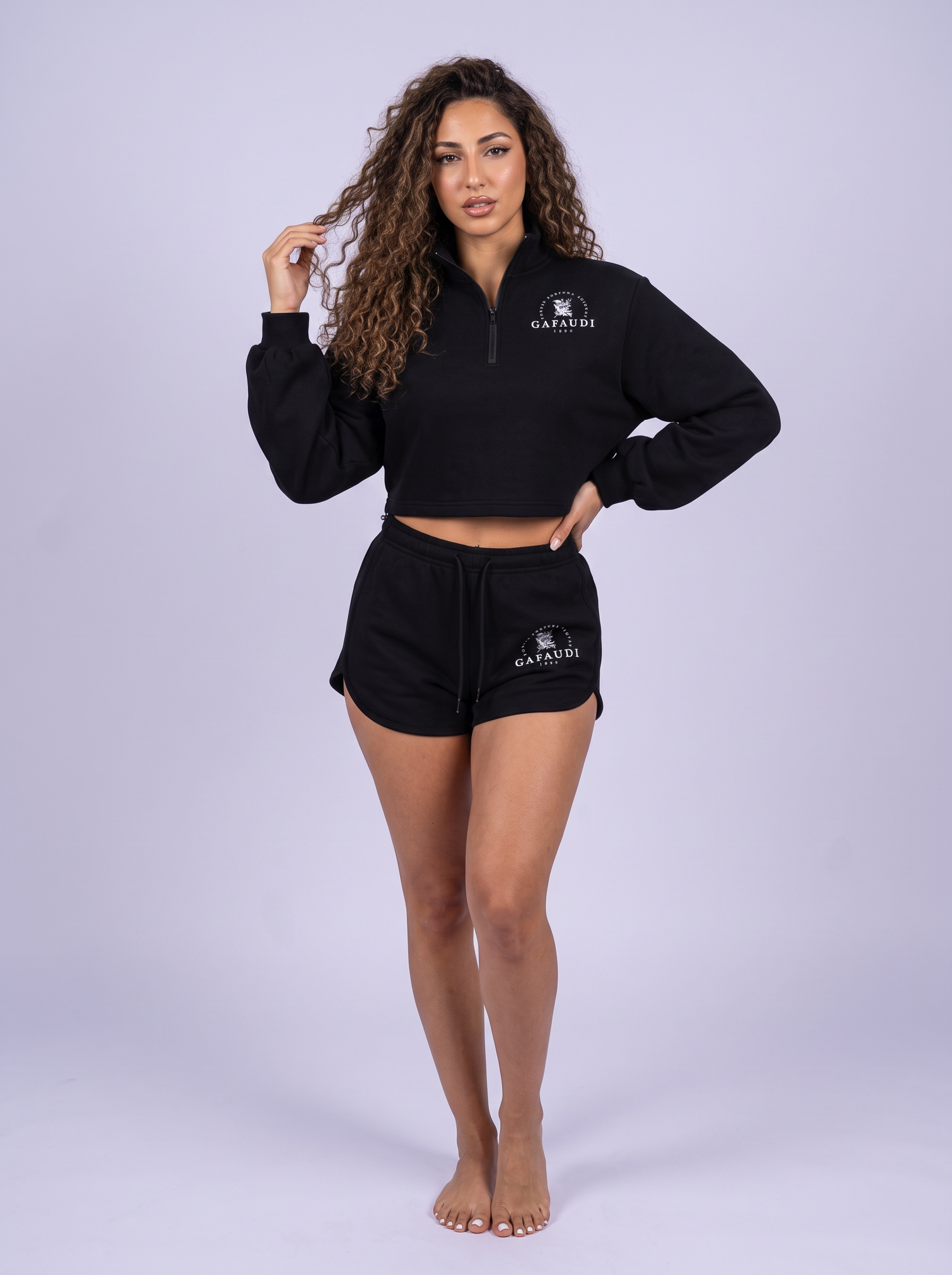 GAFAUDI Women’s Mock-Neck Quarter-Zip Sweatshirt