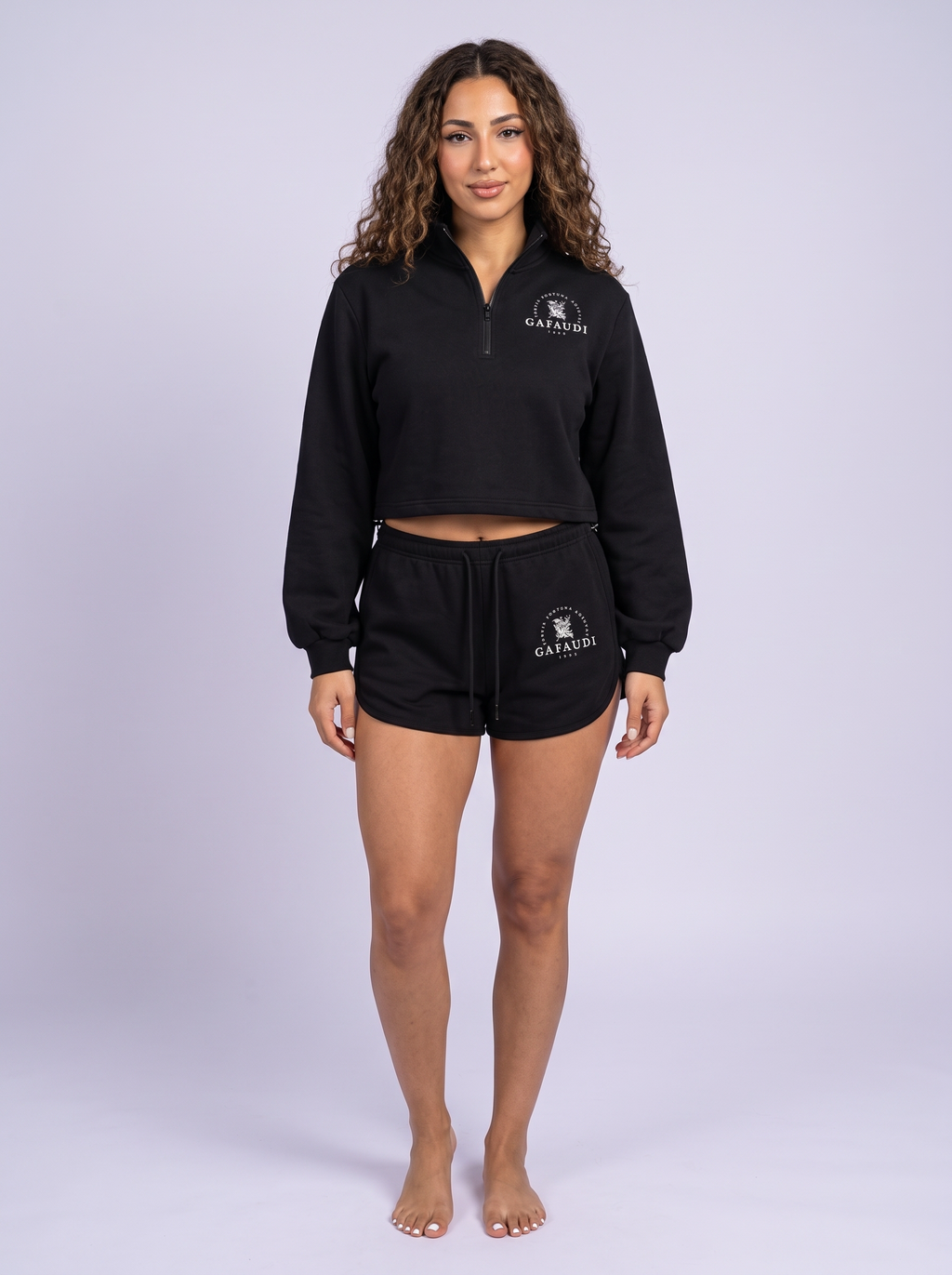 GAFAUDI Women’s Mock-Neck Quarter-Zip Sweatshirt