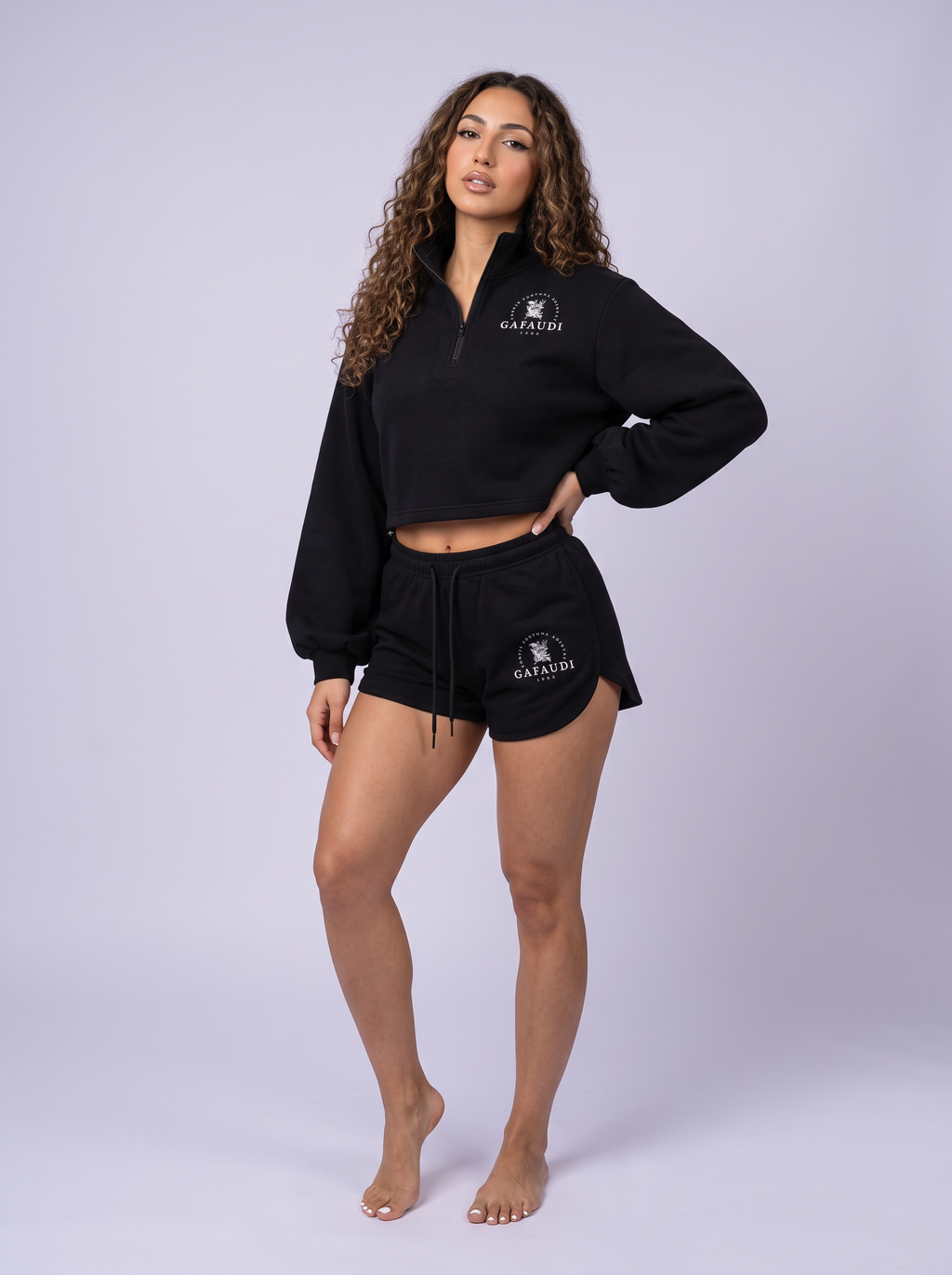 GAFAUDI Women’s Mock-Neck Quarter-Zip Sweatshirt