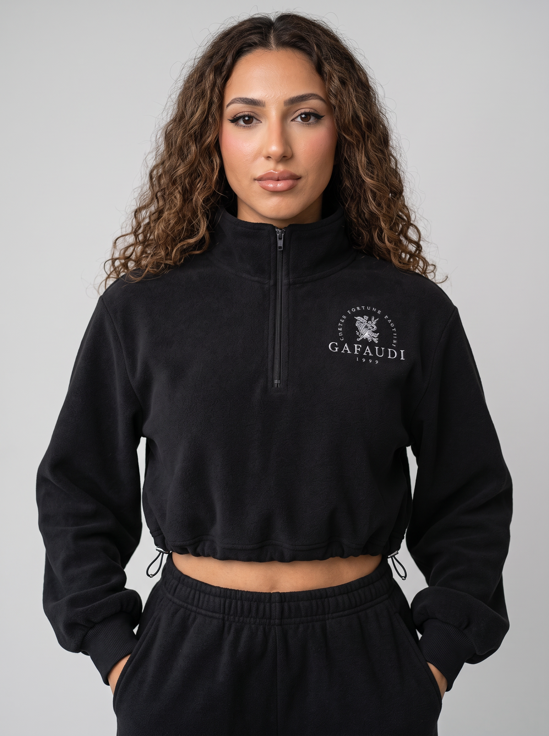 GAFAUDI Women’s Mock-Neck Quarter-Zip Sweatshirt