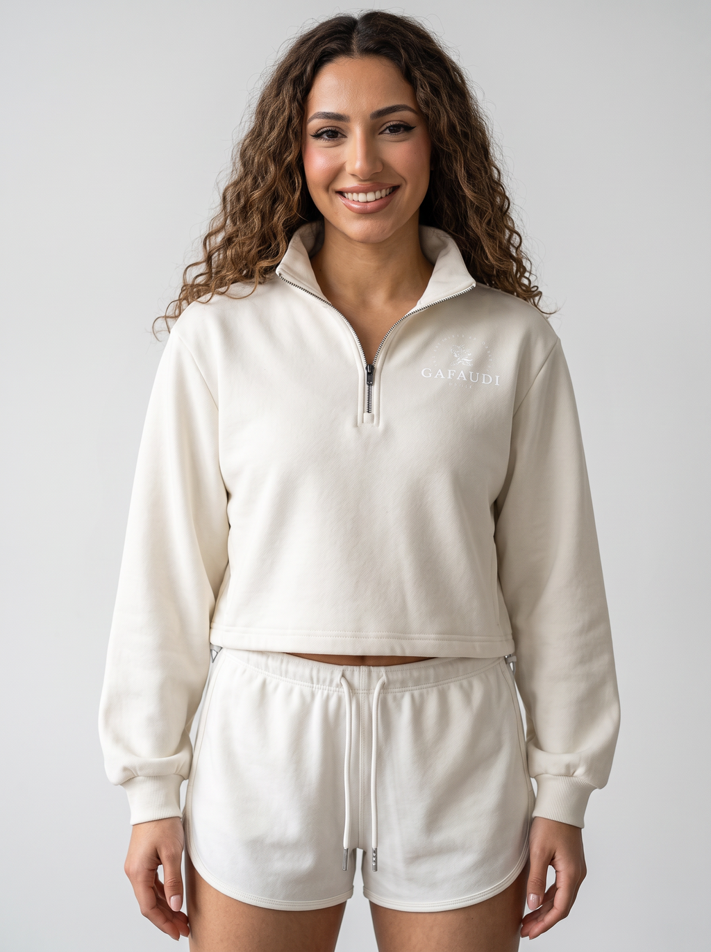GAFAUDI Women’s Mock-Neck Quarter-Zip Sweatshirt