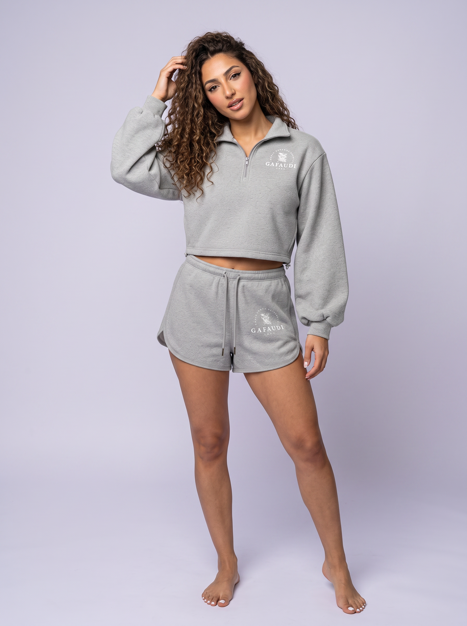 GAFAUDI Women’s Mock-Neck Quarter-Zip Sweatshirt