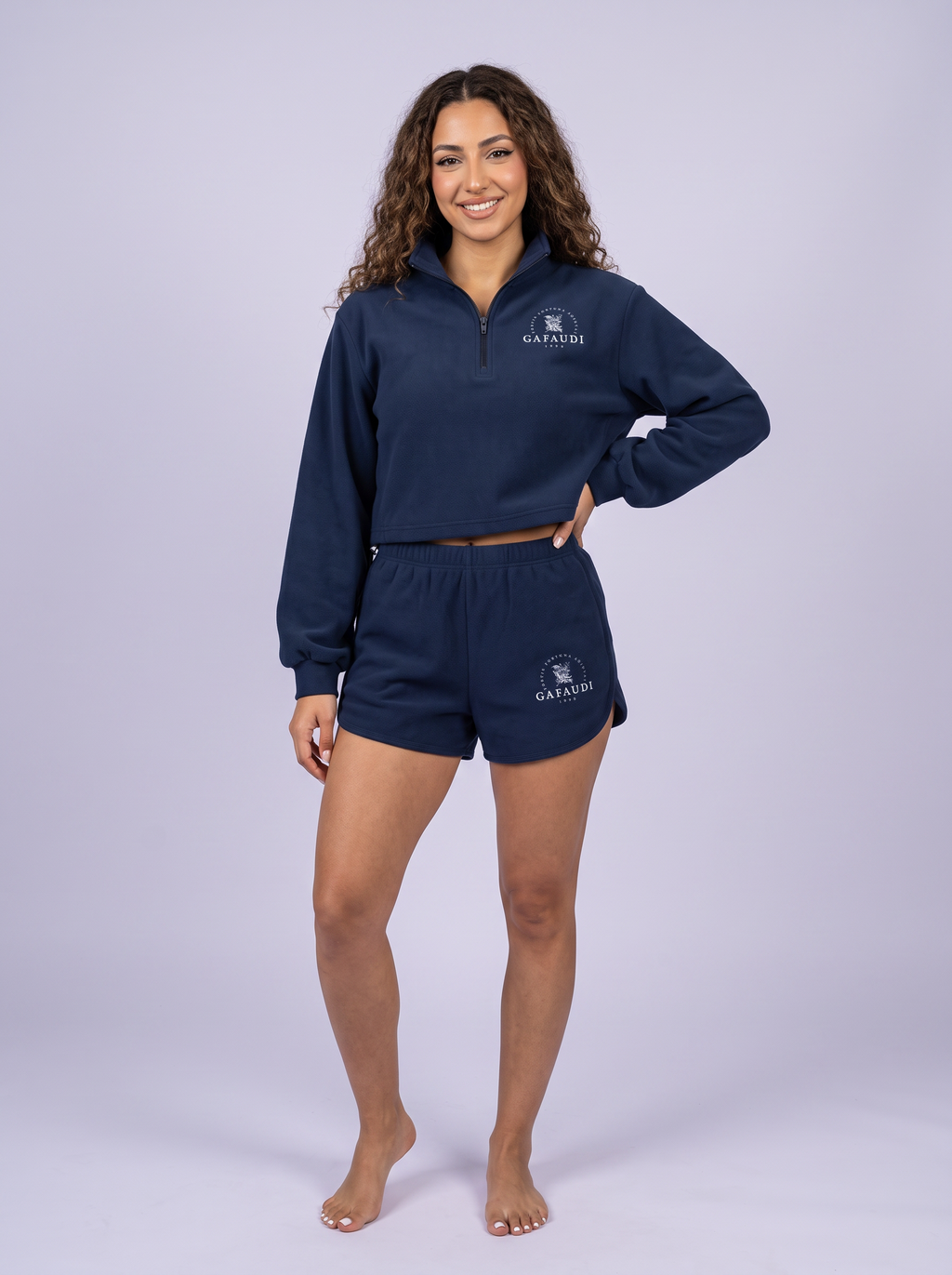 GAFAUDI Women’s Mock-Neck Quarter-Zip Sweatshirt
