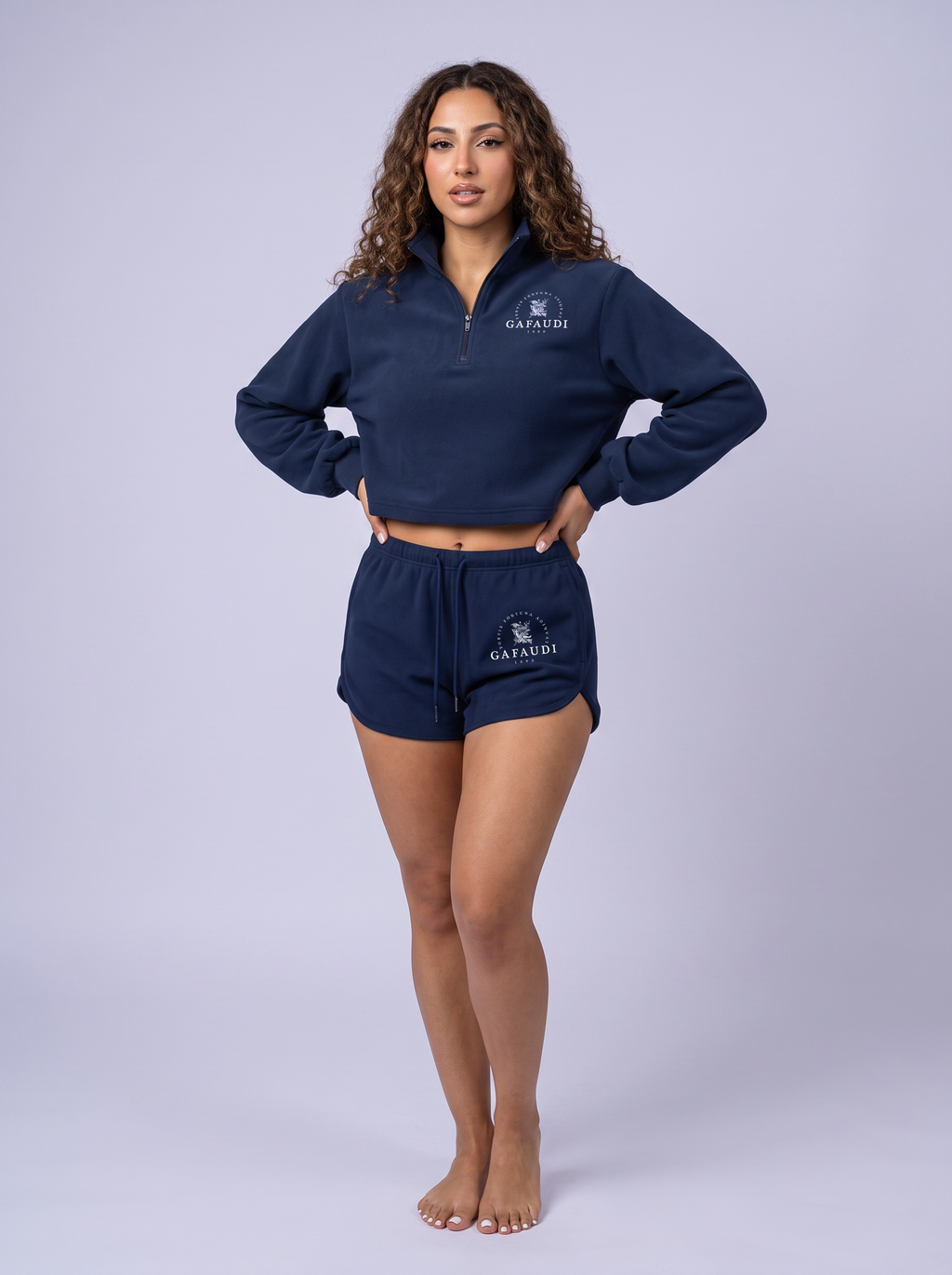 GAFAUDI Women’s Mock-Neck Quarter-Zip Sweatshirt