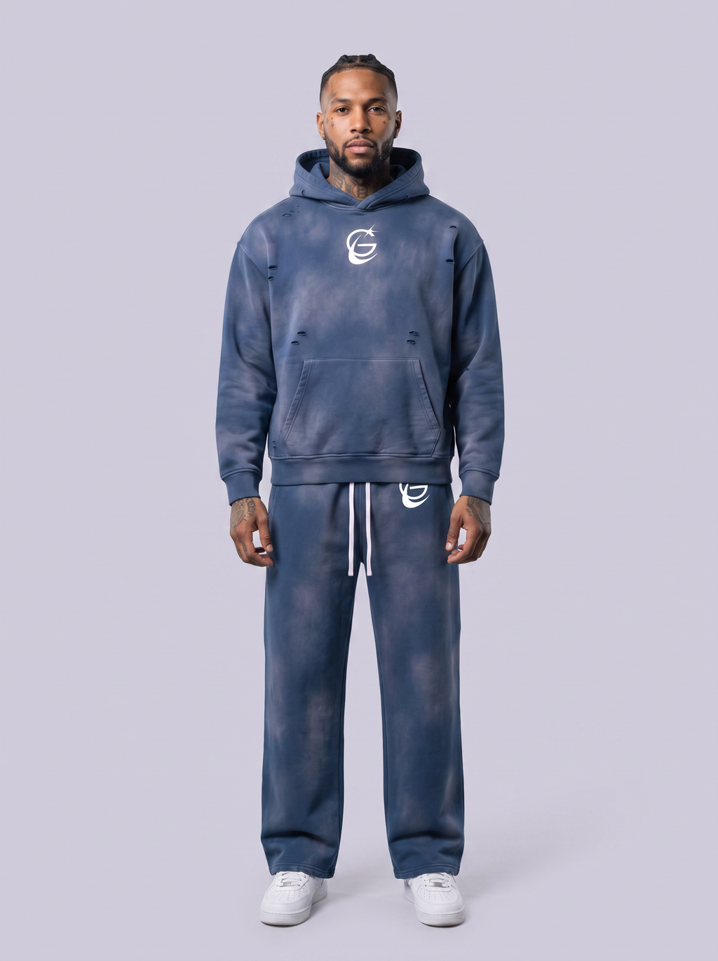 GAFAUDI Unisex Sunfade Frayed Fleece Hoodie