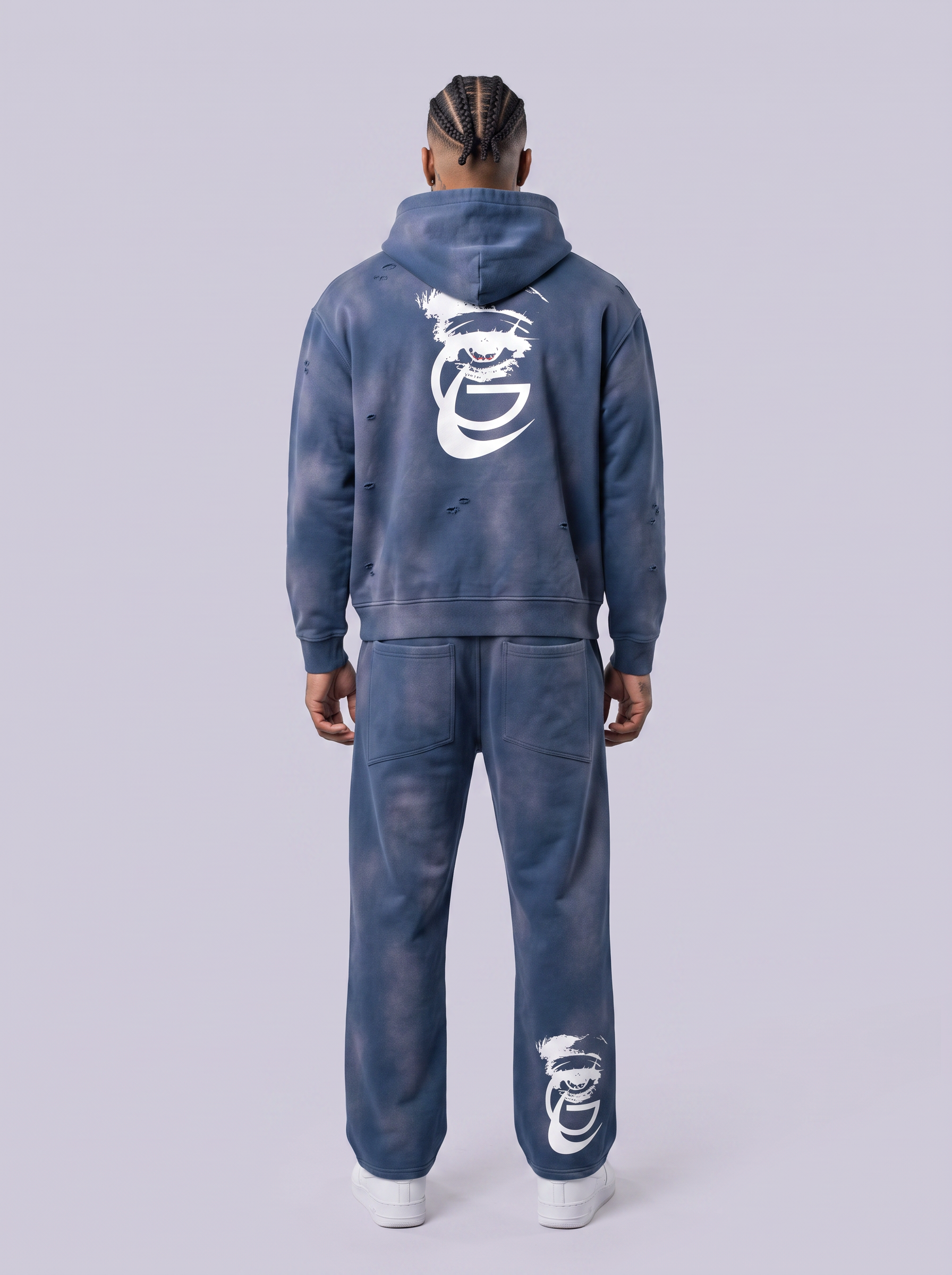 GAFAUDI Unisex Sunfade Frayed Fleece Hoodie