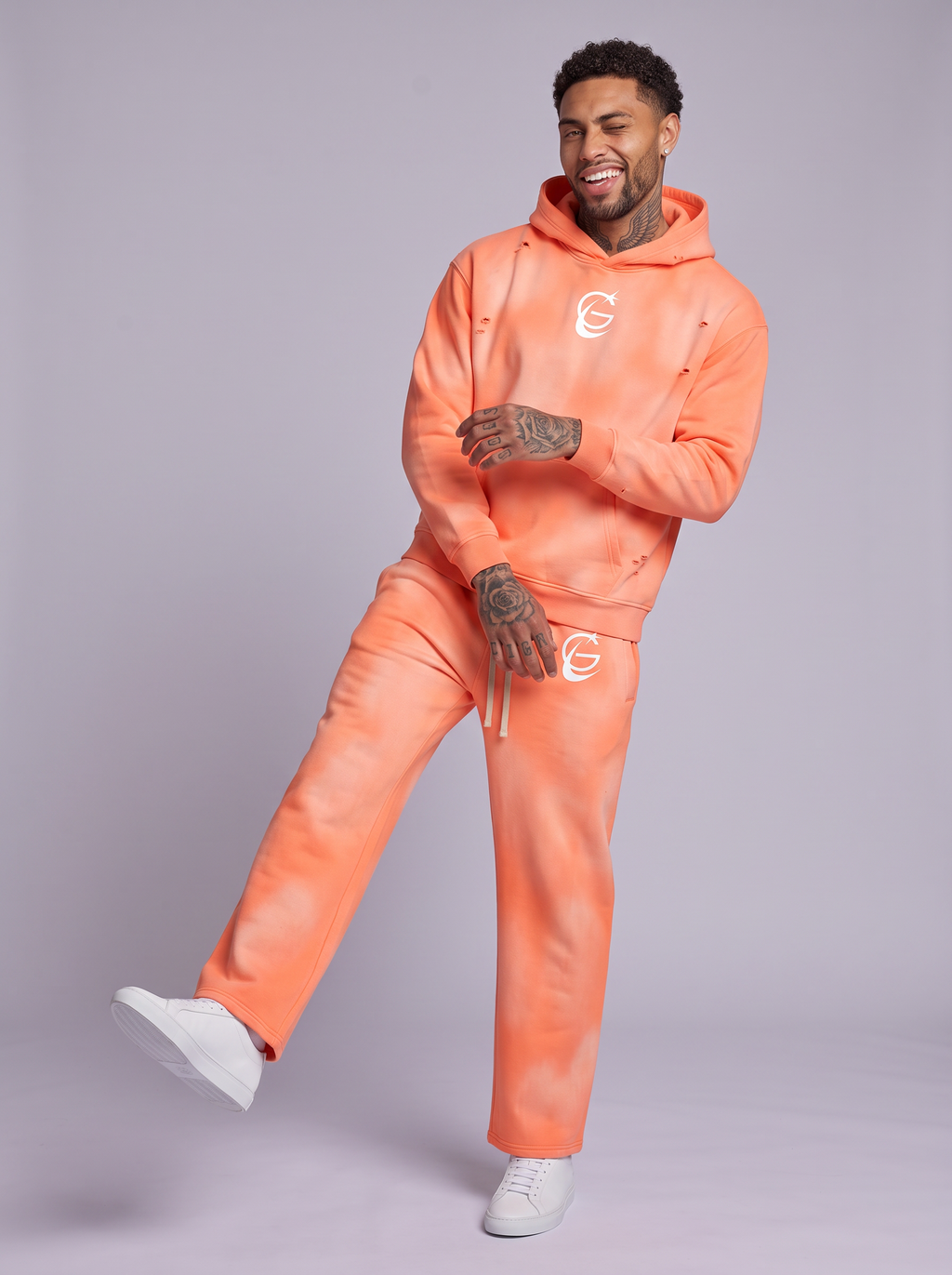 GAFAUDI Unisex Sunfade Frayed Fleece Hoodie