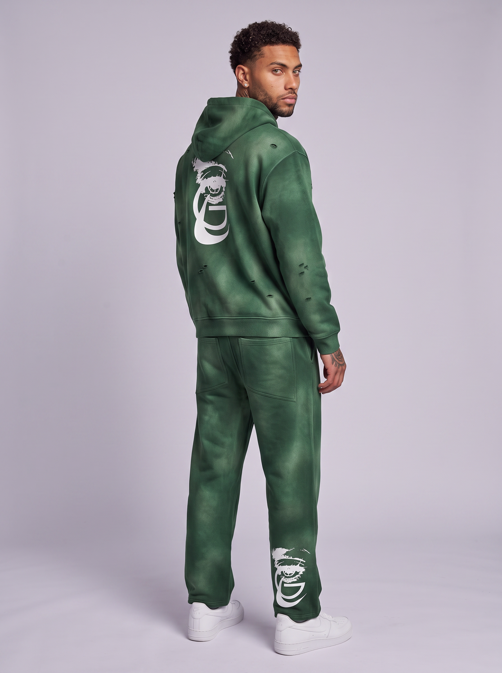 GAFAUDI Unisex Sunfade Frayed Fleece Hoodie