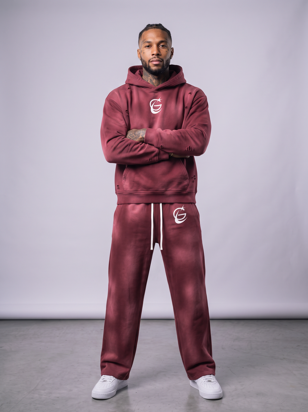 GAFAUDI Unisex Sunfade Frayed Fleece Hoodie