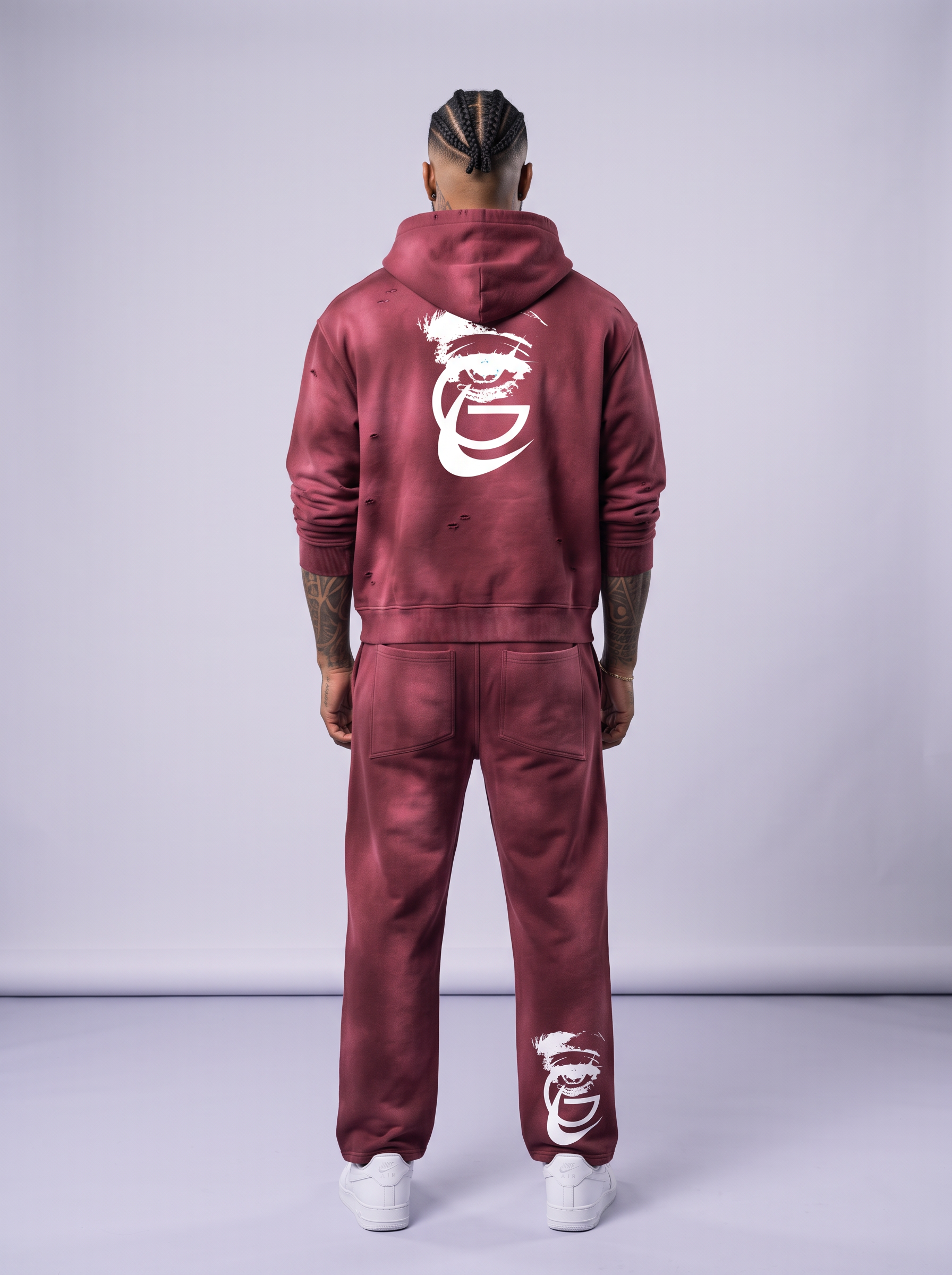 GAFAUDI Unisex Sunfade Frayed Fleece Hoodie