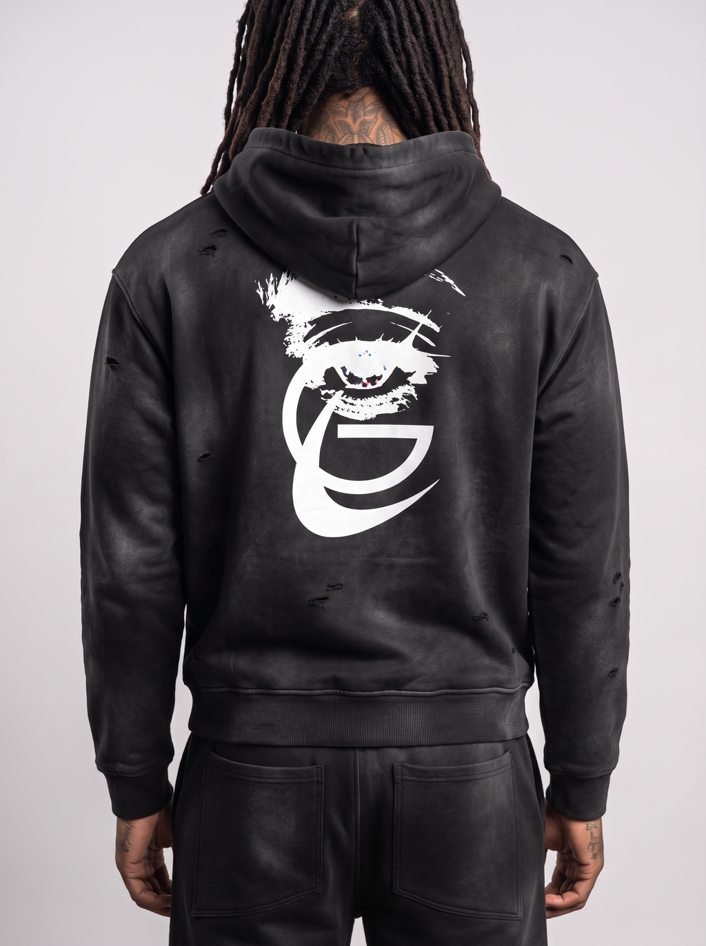 GAFAUDI Unisex Sunfade Frayed Fleece Hoodie