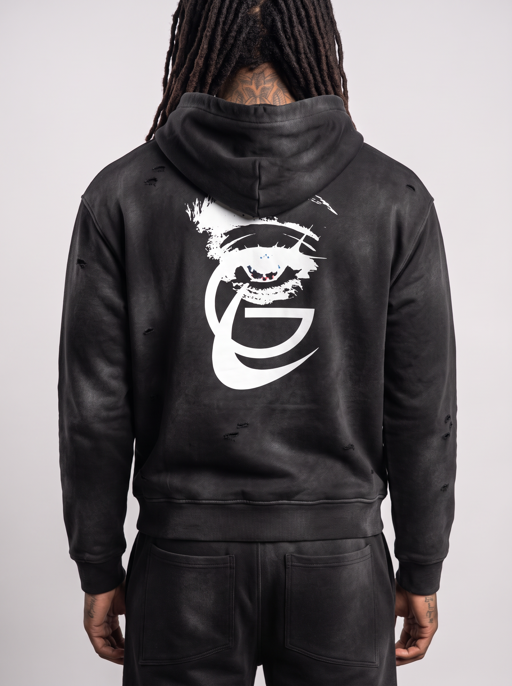 GAFAUDI Unisex Sunfade Frayed Fleece Hoodie