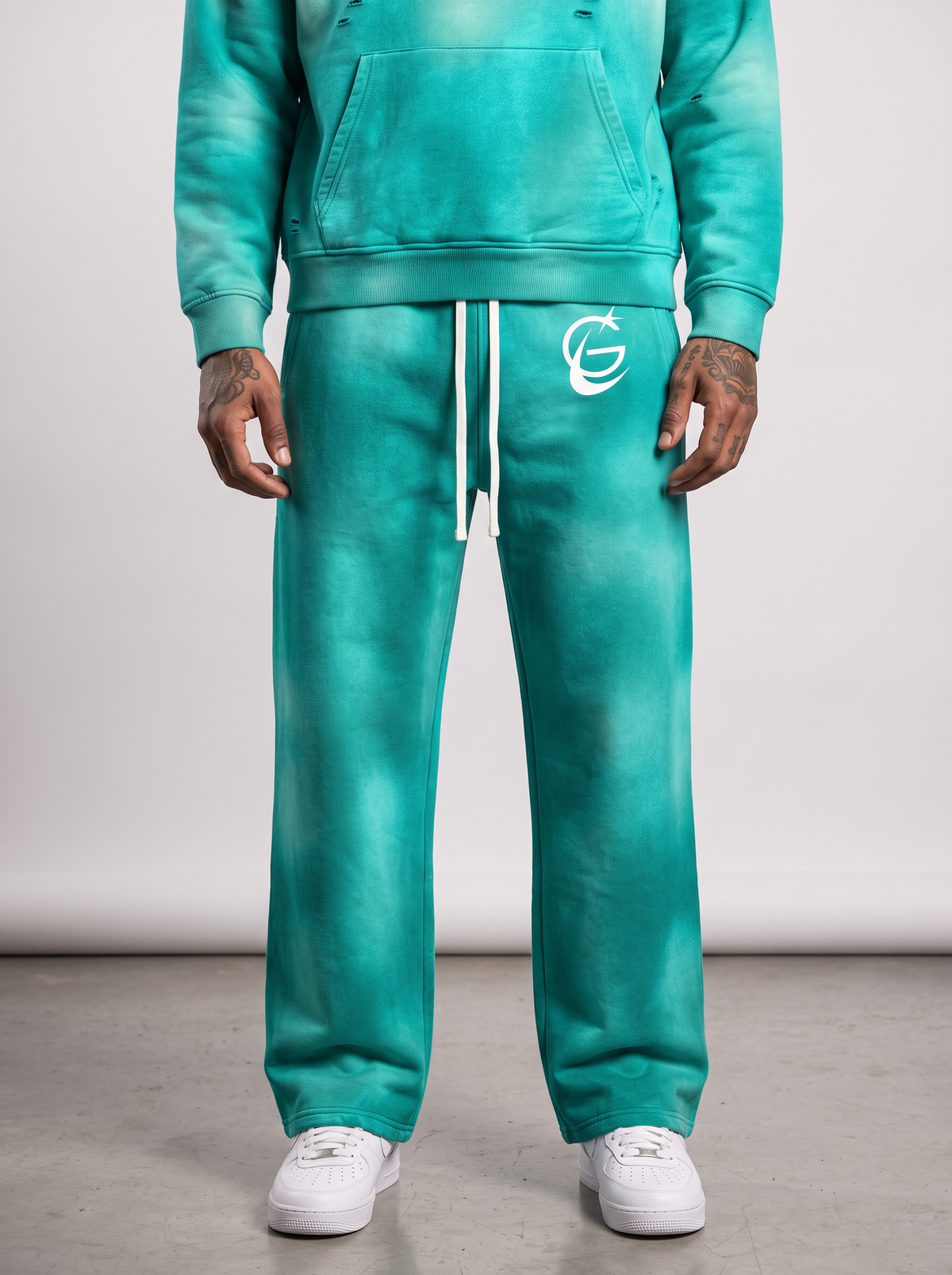 GAFAUDI Unisex Sunfade Wide Leg Fleece Sweatpants