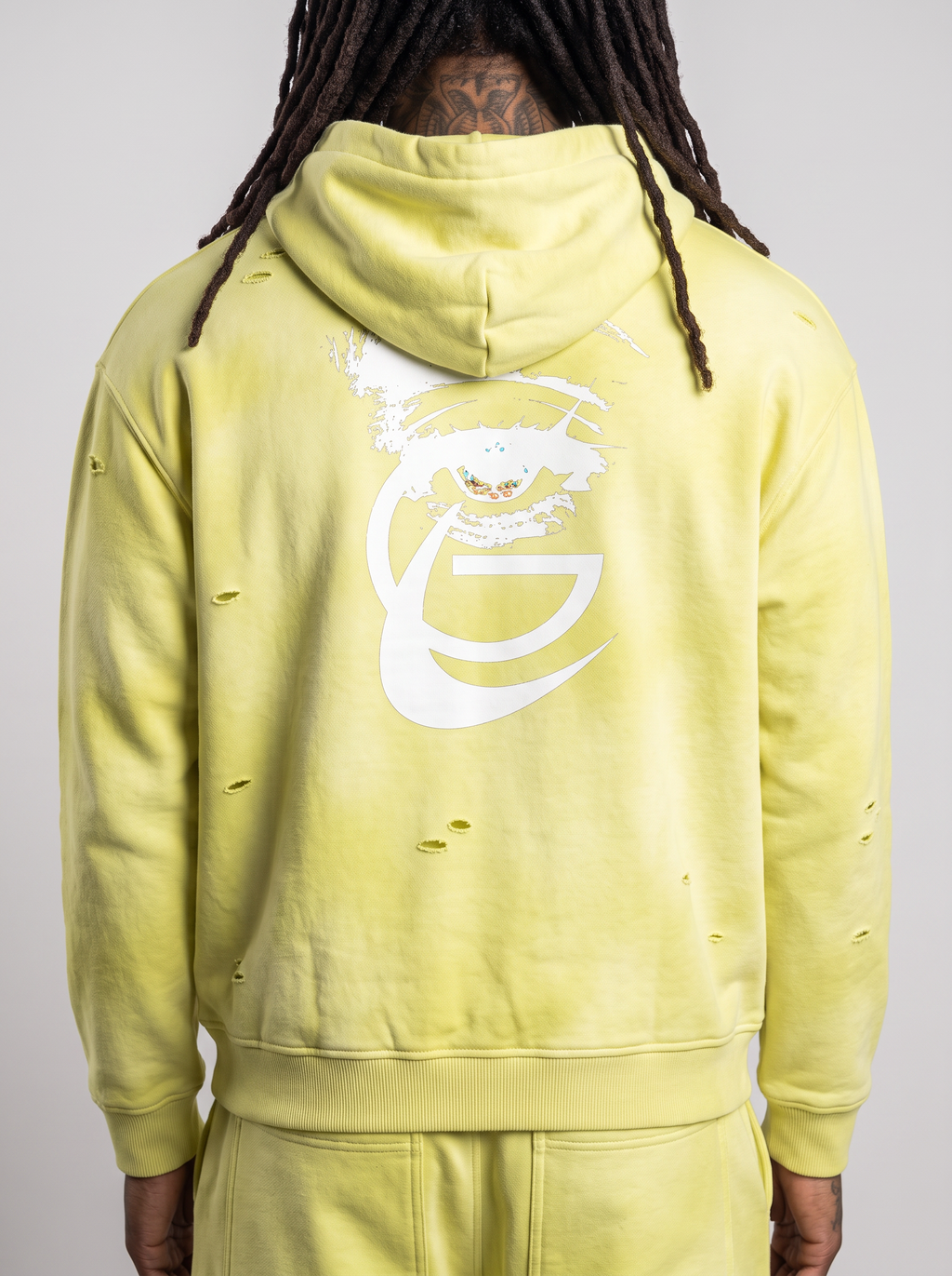 GAFAUDI Unisex Sunfade Frayed Fleece Hoodie