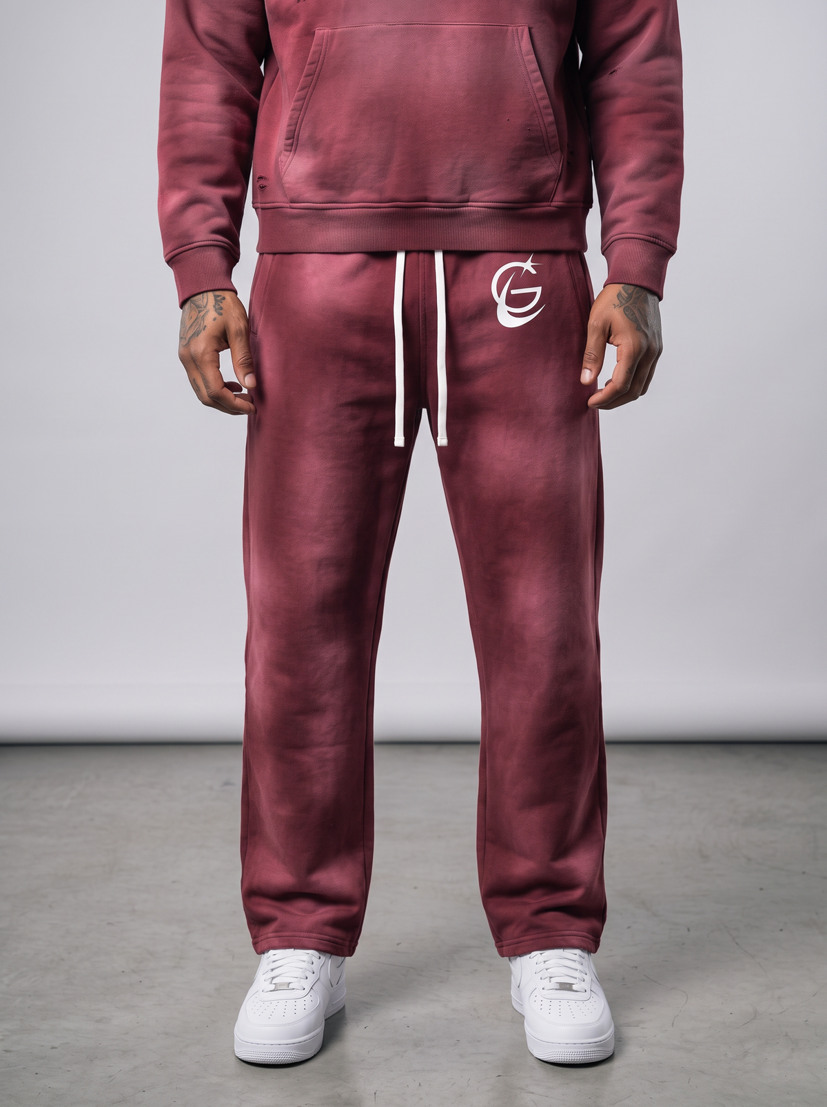 GAFAUDI Unisex Sunfade Wide Leg Fleece Sweatpants
