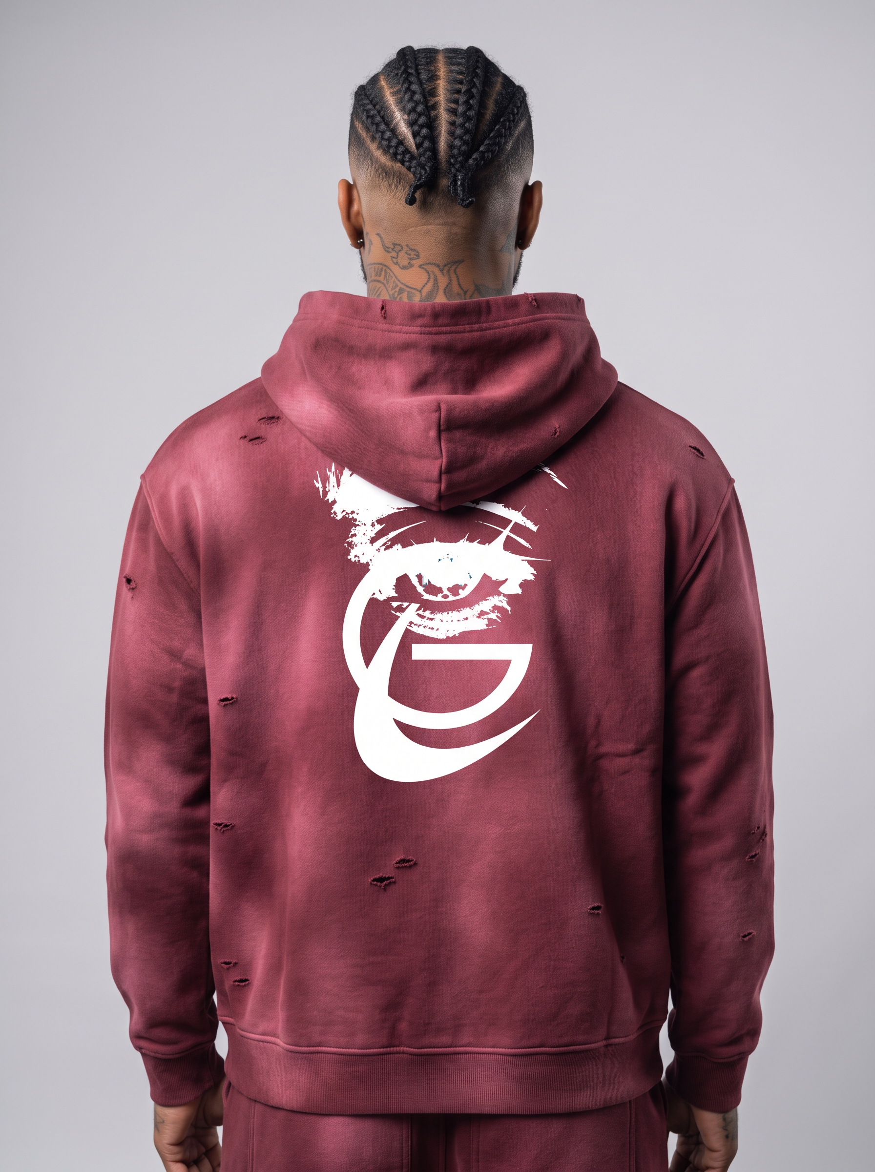 GAFAUDI Unisex Sunfade Frayed Fleece Hoodie