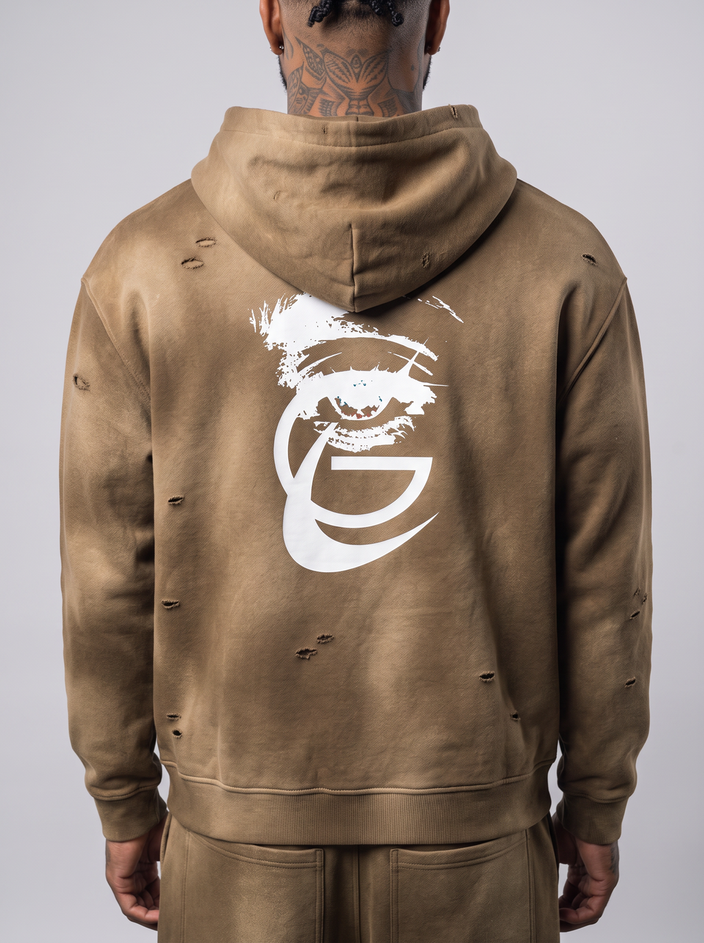 GAFAUDI Unisex Sunfade Frayed Fleece Hoodie