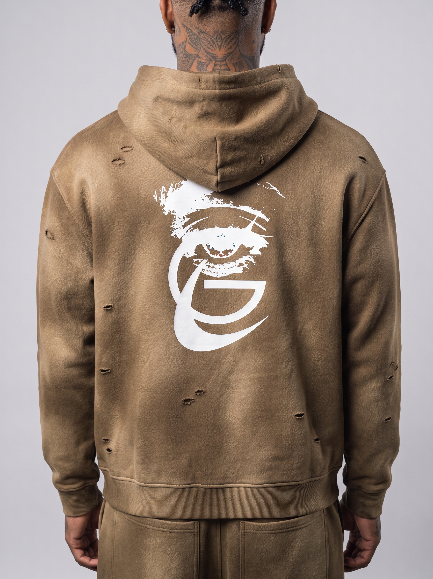 GAFAUDI Unisex Sunfade Frayed Fleece Hoodie